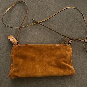 STAUD Tan Leather Crossbody Bag